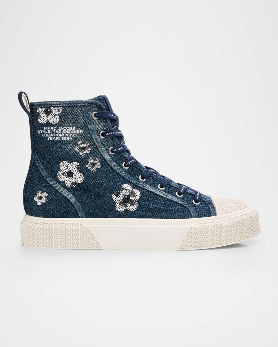 The Sequined Denim High-Top Sneakers